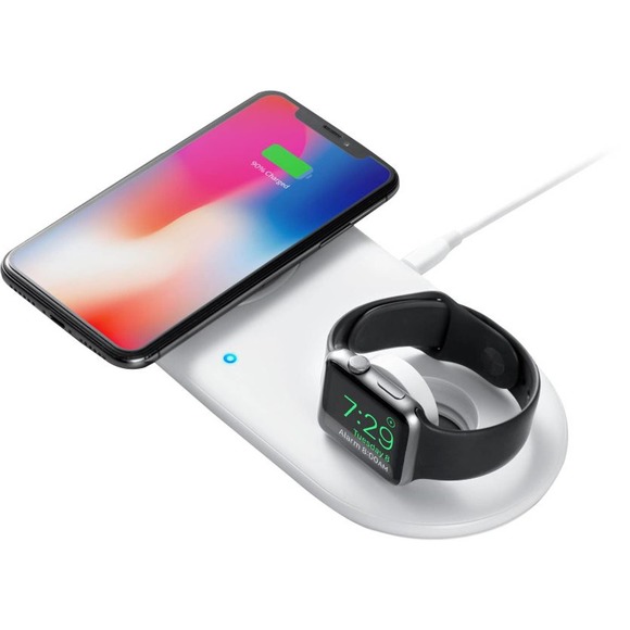 Anker - B2570J21-01 PowerWave+ Wireless Charging Pad with Watch Holder - White